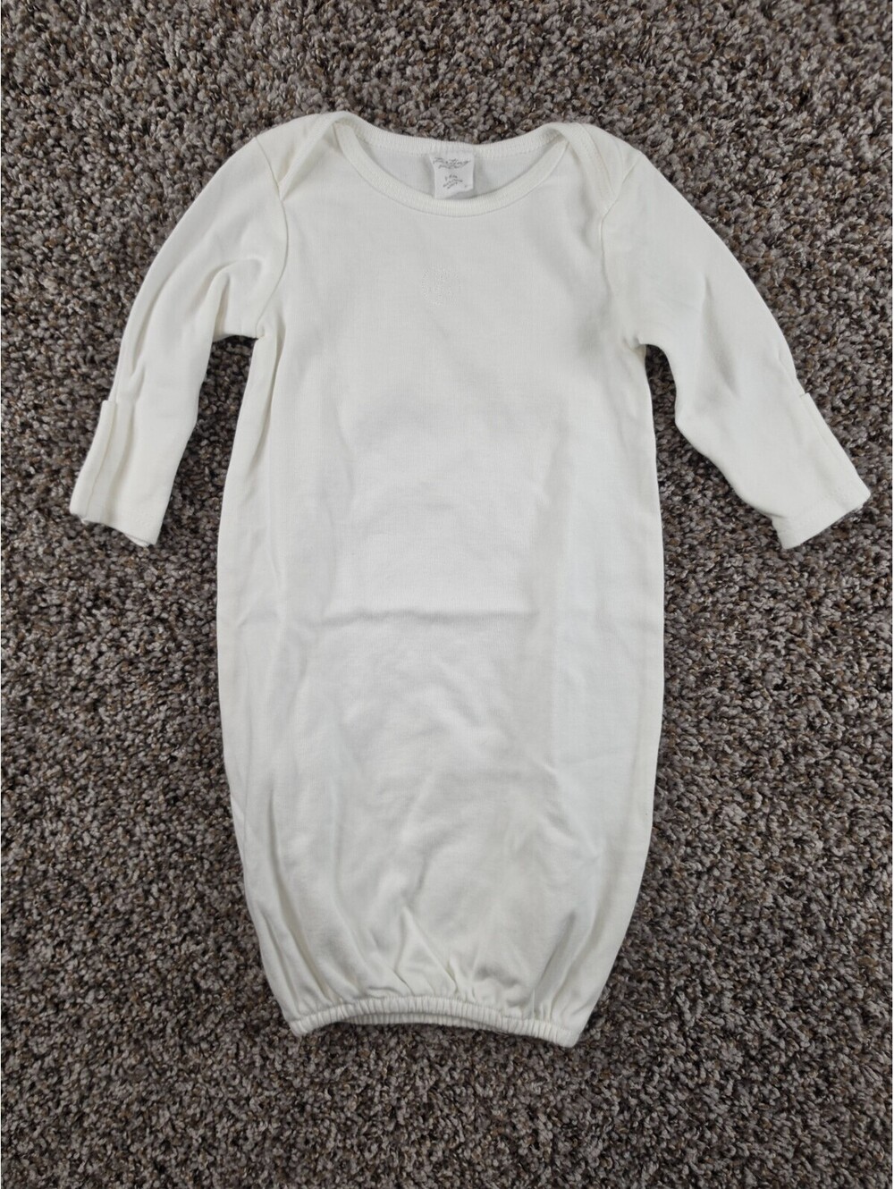 Starting Out Baby 0-6M Long Sleeve One Piece Sleeping Pajama White Embroidered